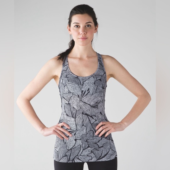 Lululemon Cool Racerback Dottie Tribe White Black - Picture 1 of 9